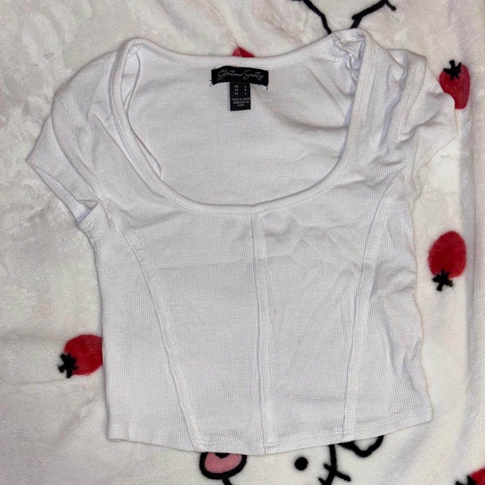 Streetwear Society Cream Fitted Ruched Cap Sleeve Blouse